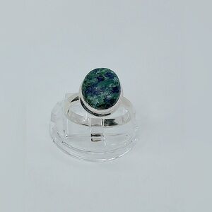 Vtg 925 Sterling Silver Azurite Chrysocolla Gemstone Statement Ring | Sz 6.5